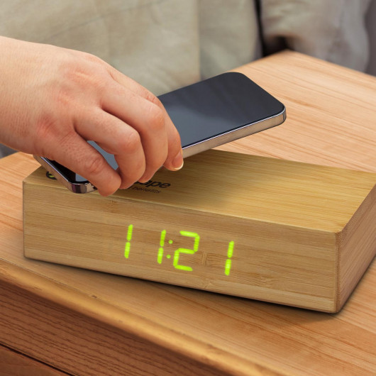 Bamboo Wireless Charging Clocks Lifestyle